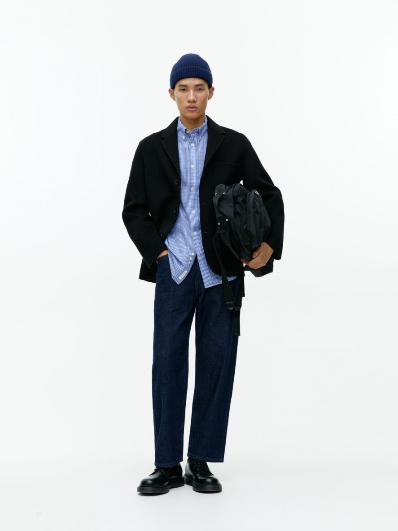 Camasa Arket Oversized Gingham Barbati Albi Albastri | Romania-THVZ85496