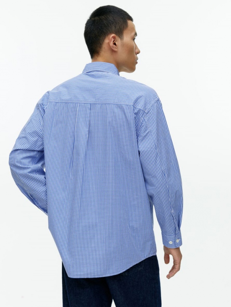 Camasa Arket Oversized Gingham Barbati Albi Albastri | Romania-THVZ85496