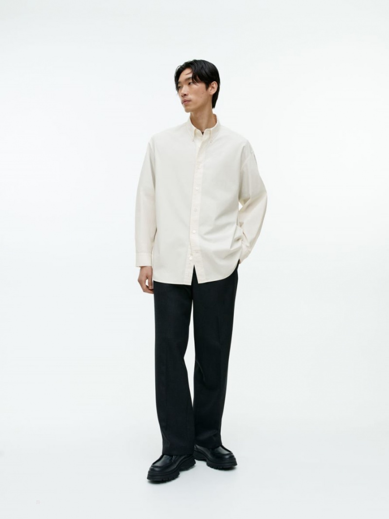Camasa Arket Oversized Poplin Barbati Albi | Romania-IQGO97508
