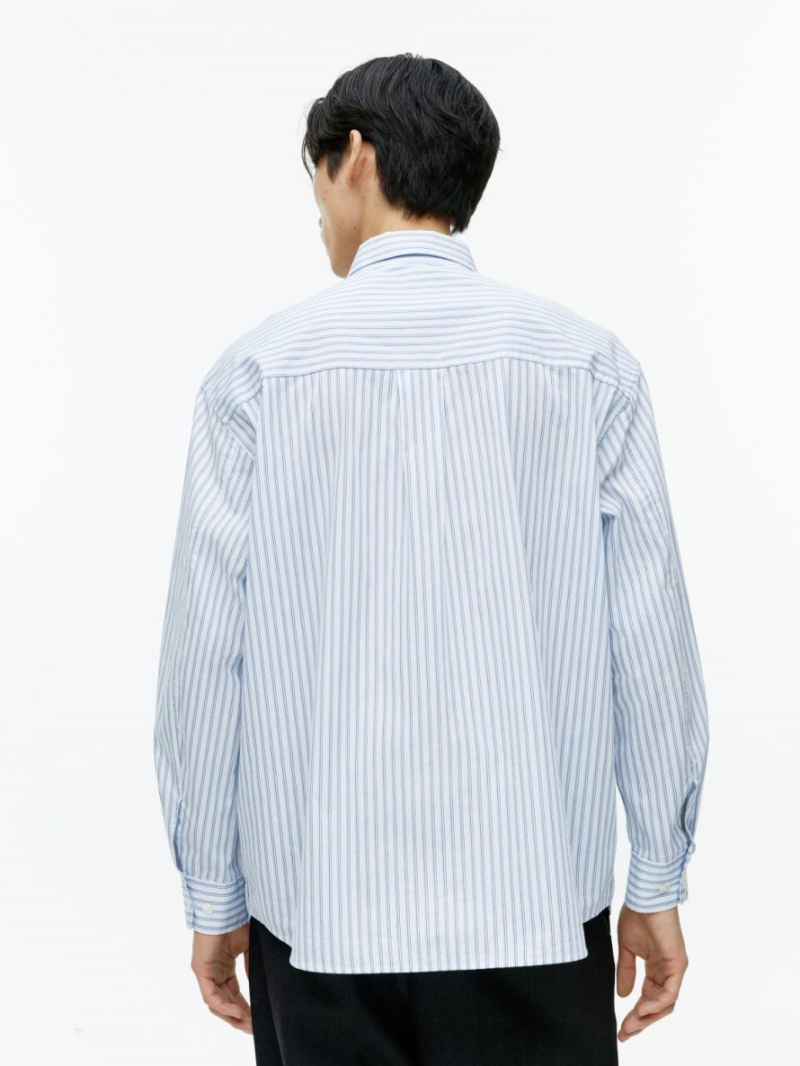 Camasa Arket Oversized Poplin Barbati Albi Albastri | Romania-WUJQ31784