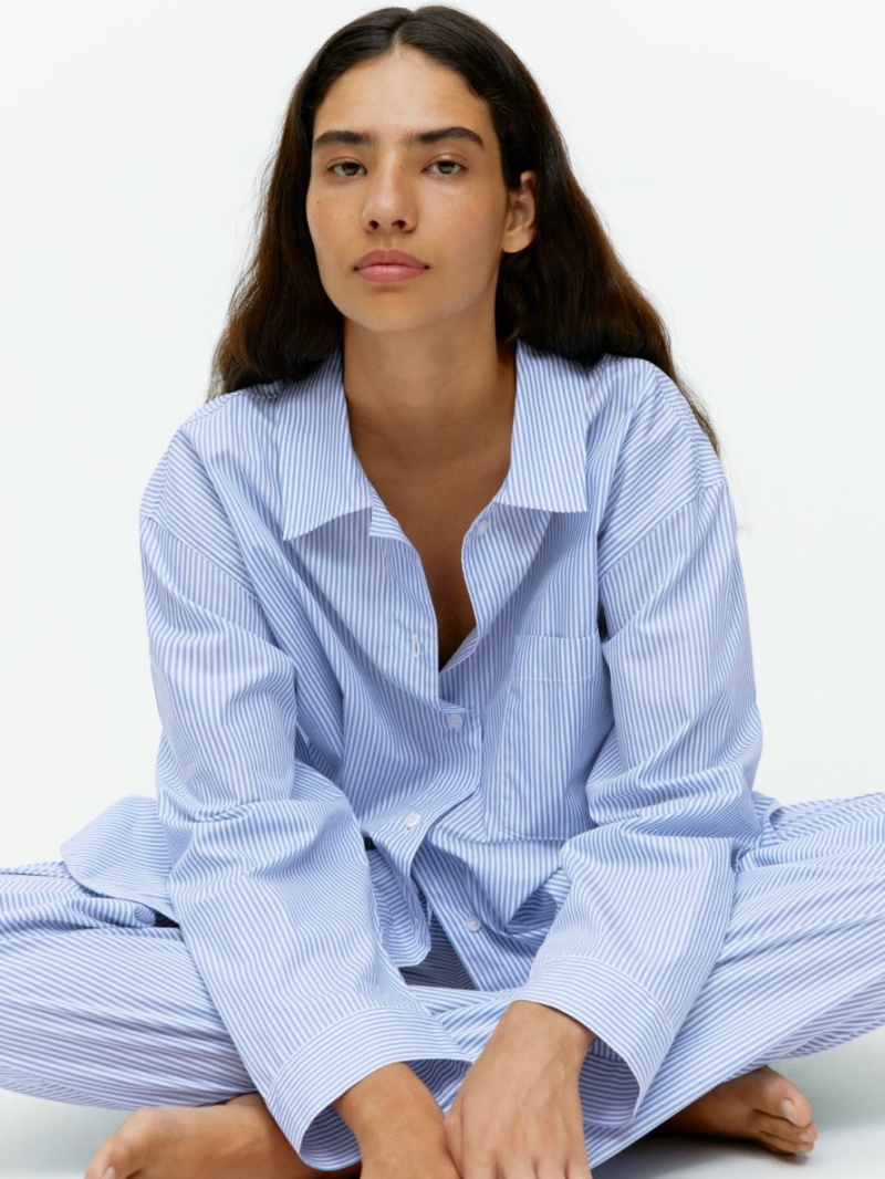 Camasa Arket Poplin Pyjama Dama Albastri Albi | Romania-XSHV98631
