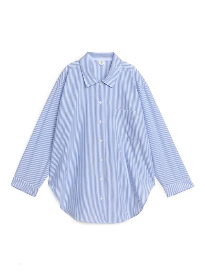 Camasa Arket Poplin Pyjama Dama Albastri Albi | Romania-XSHV98631