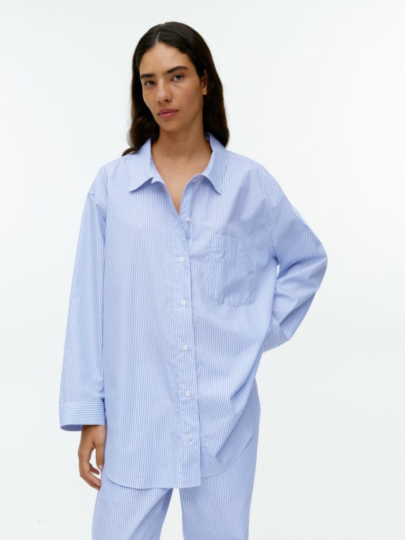 Camasa Arket Poplin Pyjama Dama Albastri Albi | Romania-XSHV98631