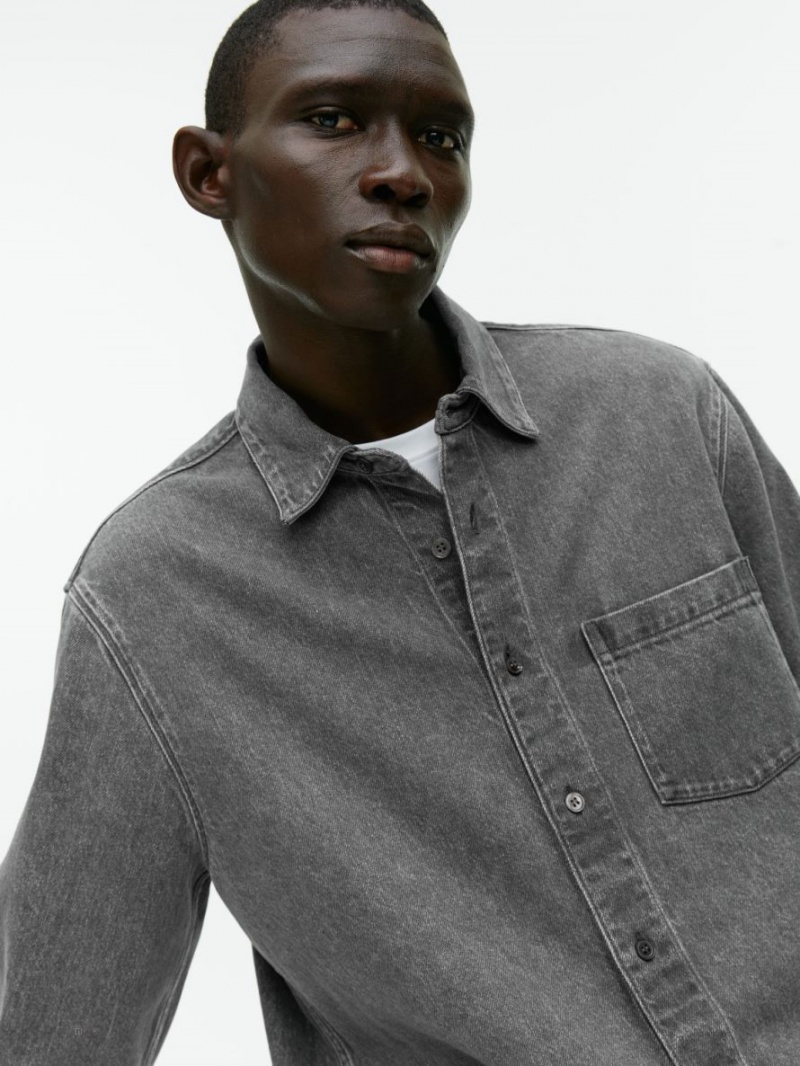 Camasa Arket Relaxed Denim Barbati Gri | Romania-TCJG42857