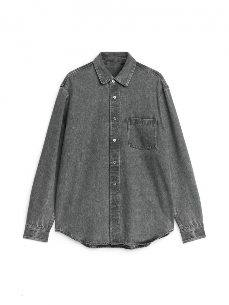 Camasa Arket Relaxed Denim Barbati Gri | Romania-TCJG42857