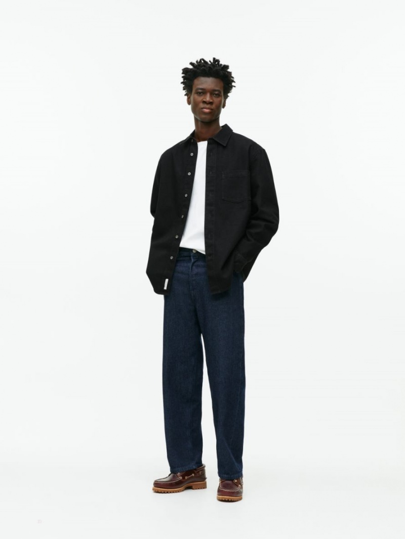 Camasa Arket Relaxed Denim Barbati Negrii | Romania-LSDJ98170