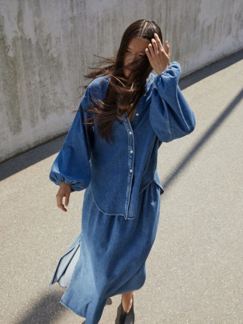 Camasa Arket Relaxed Denim Dama Albastri | Romania-GTHL37204