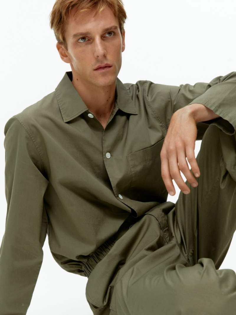 Camasa Arket Relaxed Poplin Barbati Kaki Verzi | Romania-YAVR07928