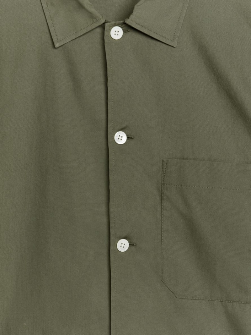 Camasa Arket Relaxed Poplin Barbati Kaki Verzi | Romania-YAVR07928