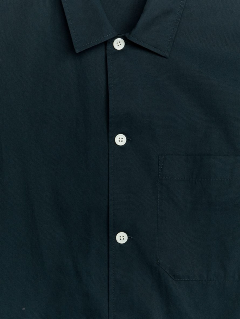 Camasa Arket Relaxed Poplin Barbati Negrii | Romania-HPXW92570