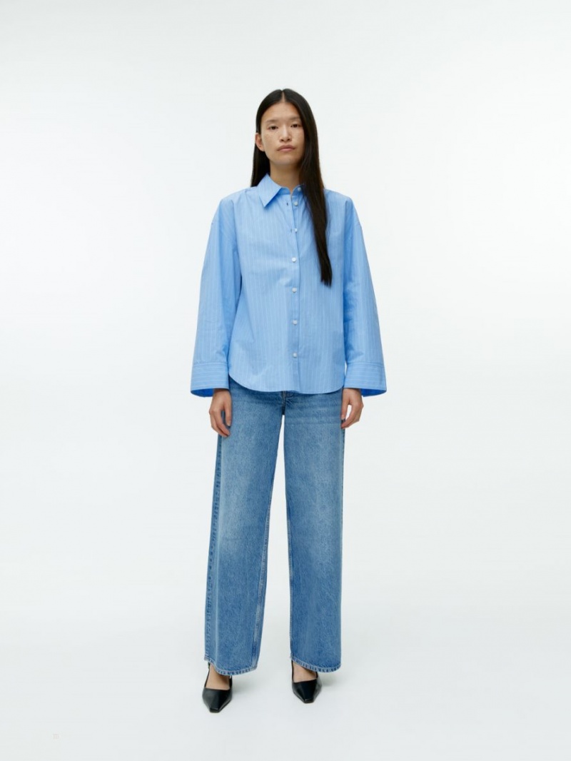 Camasa Arket Relaxed Poplin Dama Albastri | Romania-RSEW87315
