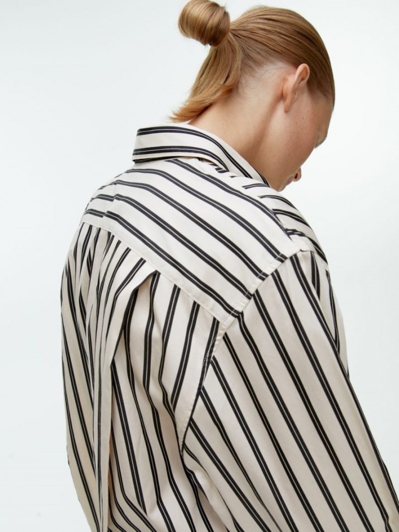 Camasa Arket Relaxed Poplin Dama Albi Negrii | Romania-LKTI58630