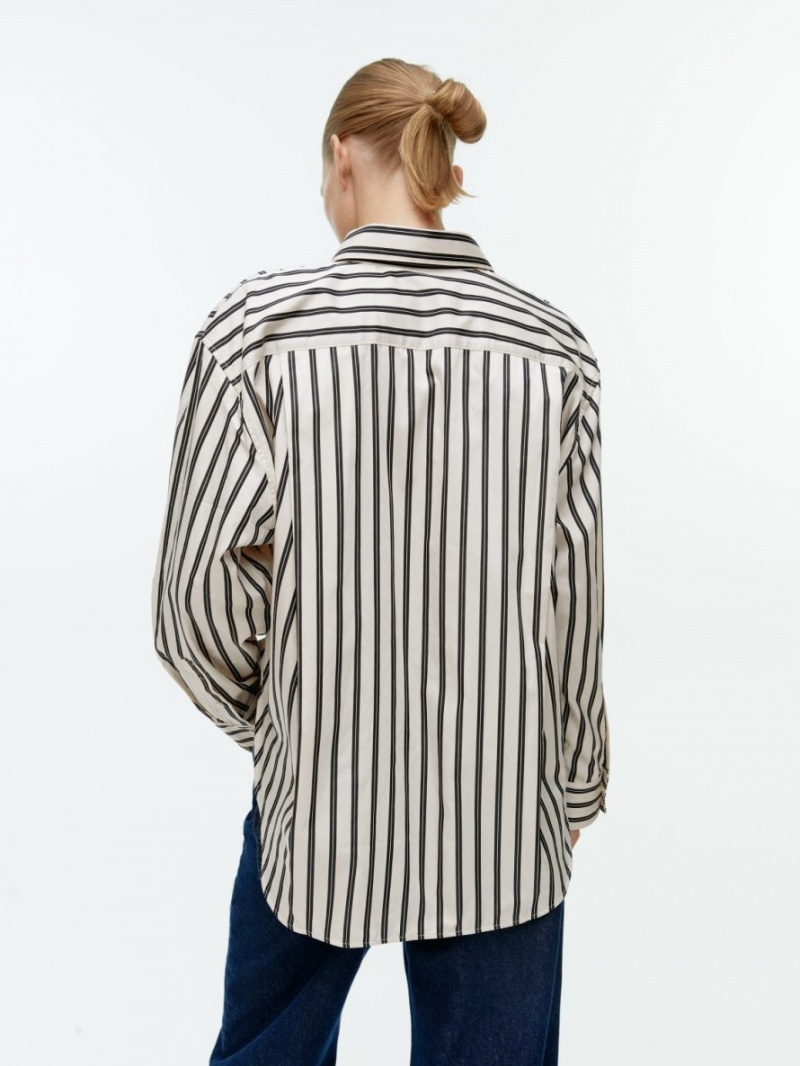 Camasa Arket Relaxed Poplin Dama Albi Negrii | Romania-LKTI58630
