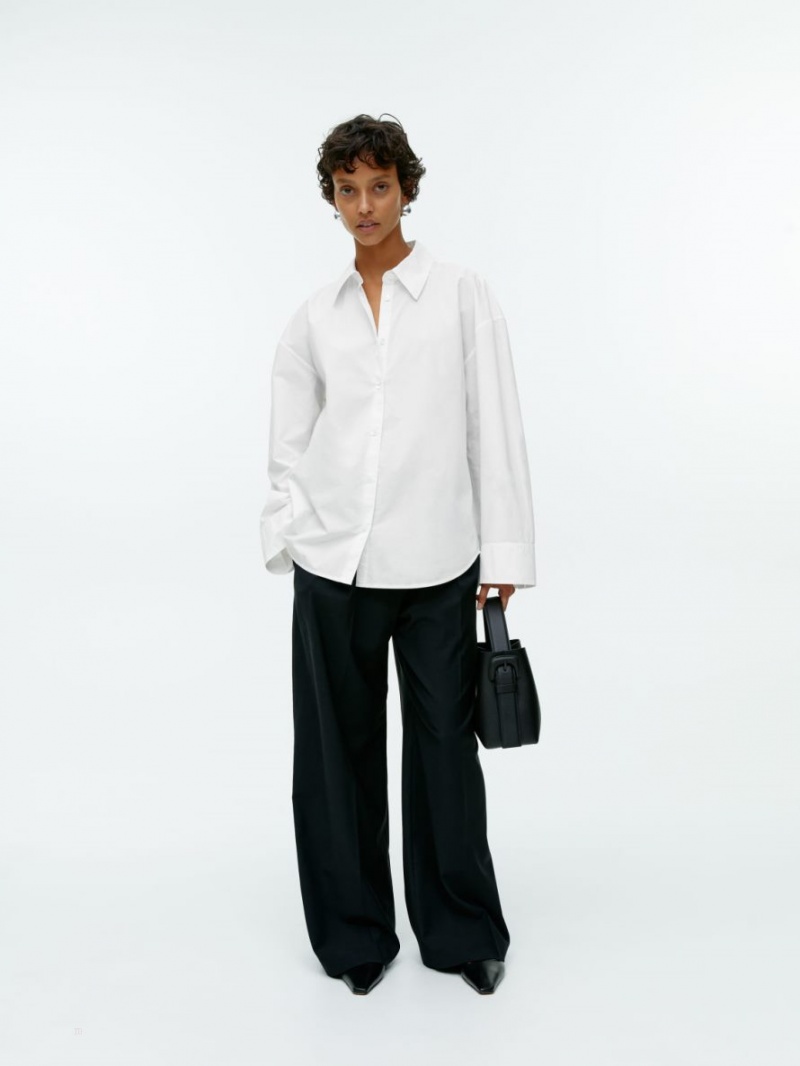 Camasa Arket Relaxed Poplin Dama Albi | Romania-HPJS98260