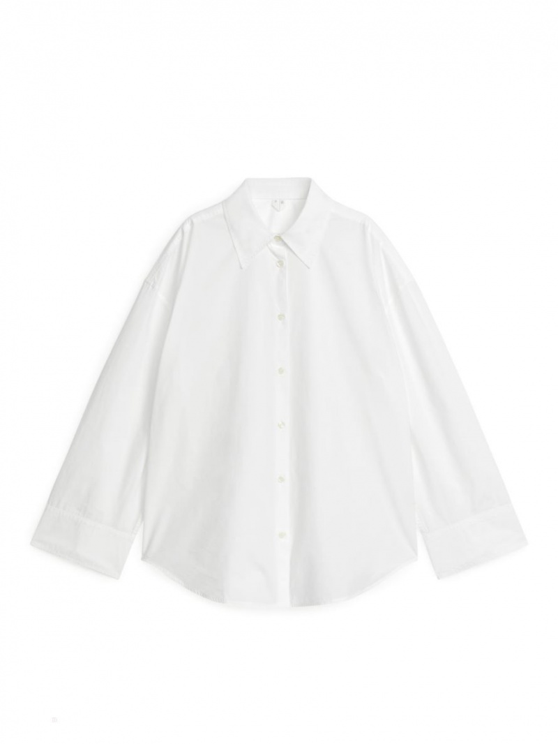 Camasa Arket Relaxed Poplin Dama Albi | Romania-HPJS98260