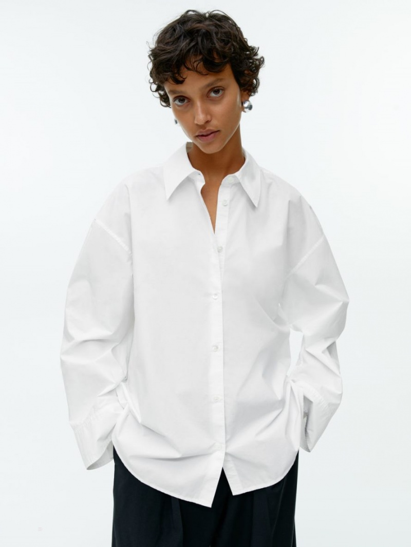 Camasa Arket Relaxed Poplin Dama Albi | Romania-HPJS98260