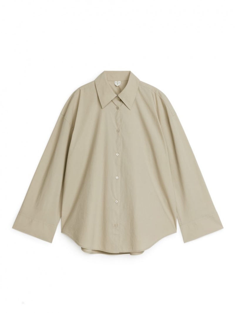 Camasa Arket Relaxed Poplin Dama Bej | Romania-ISEH43216