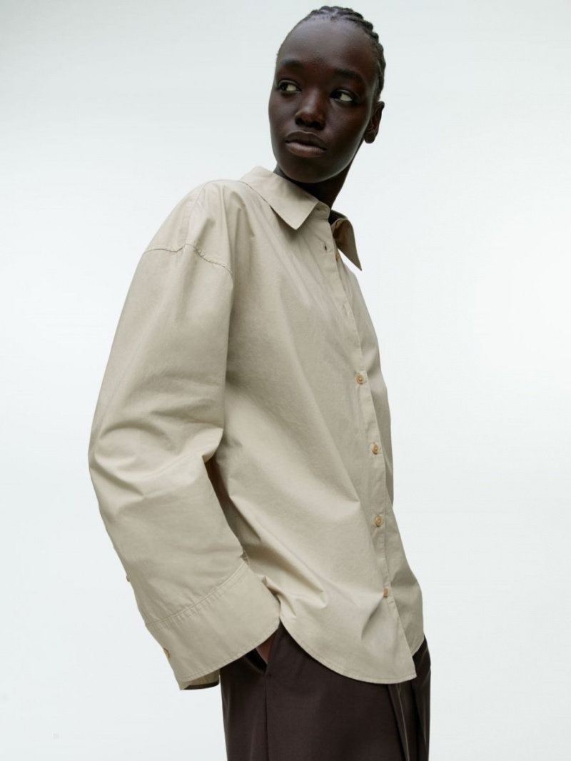 Camasa Arket Relaxed Poplin Dama Bej | Romania-ISEH43216