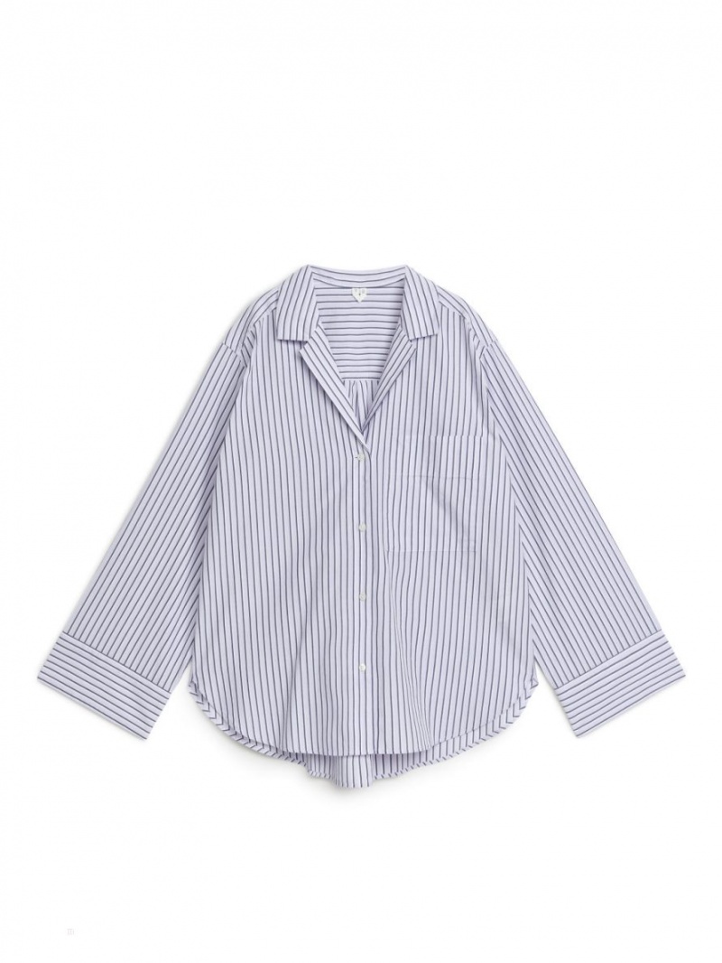 Camasa Arket Relaxed Pyjama Dama Albi Negrii | Romania-ZVUT73862