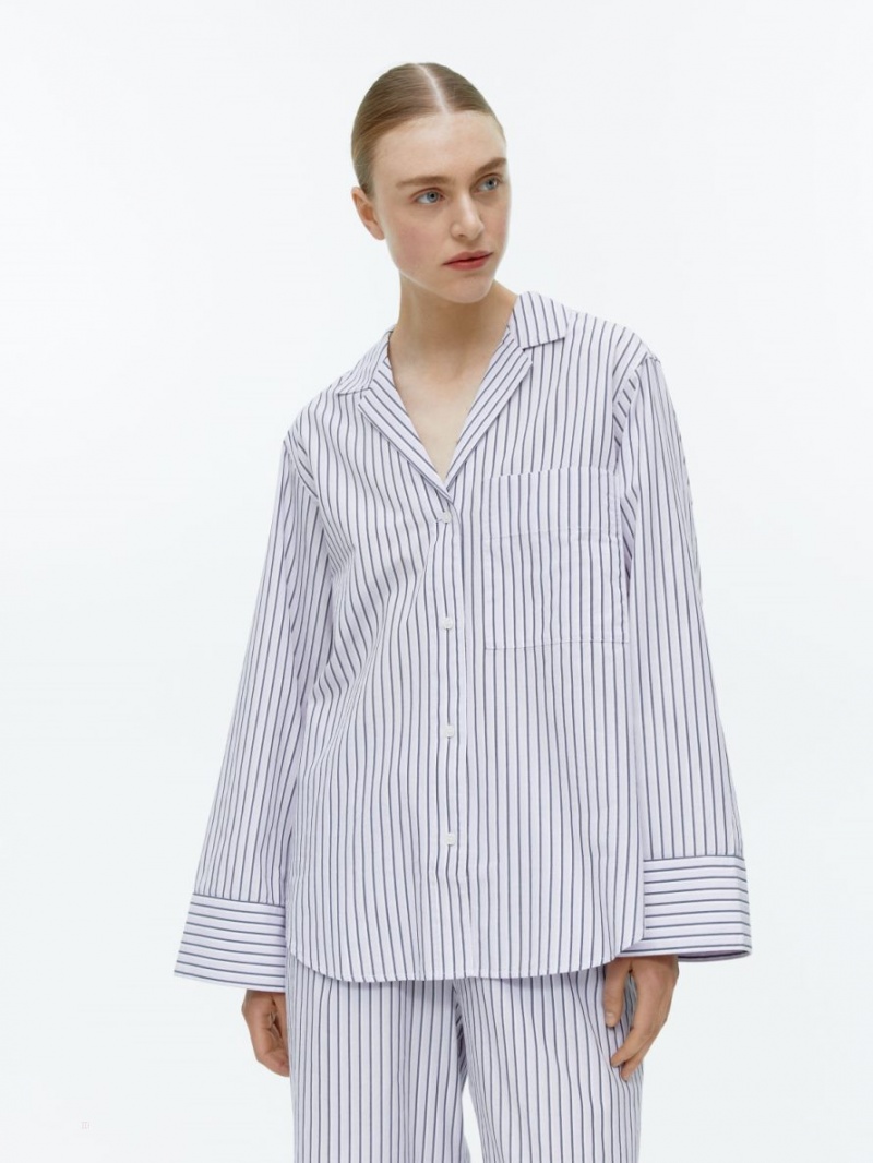 Camasa Arket Relaxed Pyjama Dama Albi Negrii | Romania-ZVUT73862