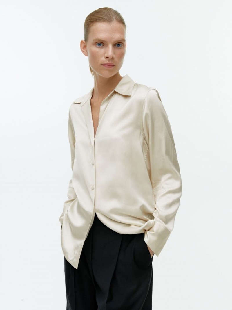 Camasa Arket Satin Dama Albi | Romania-CVBW45160