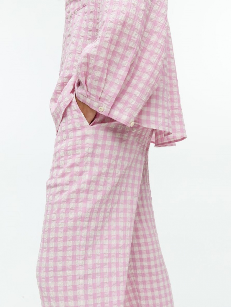 Camasa Arket Seersucker Pyjama Dama Roz Albi | Romania-CBUK45913