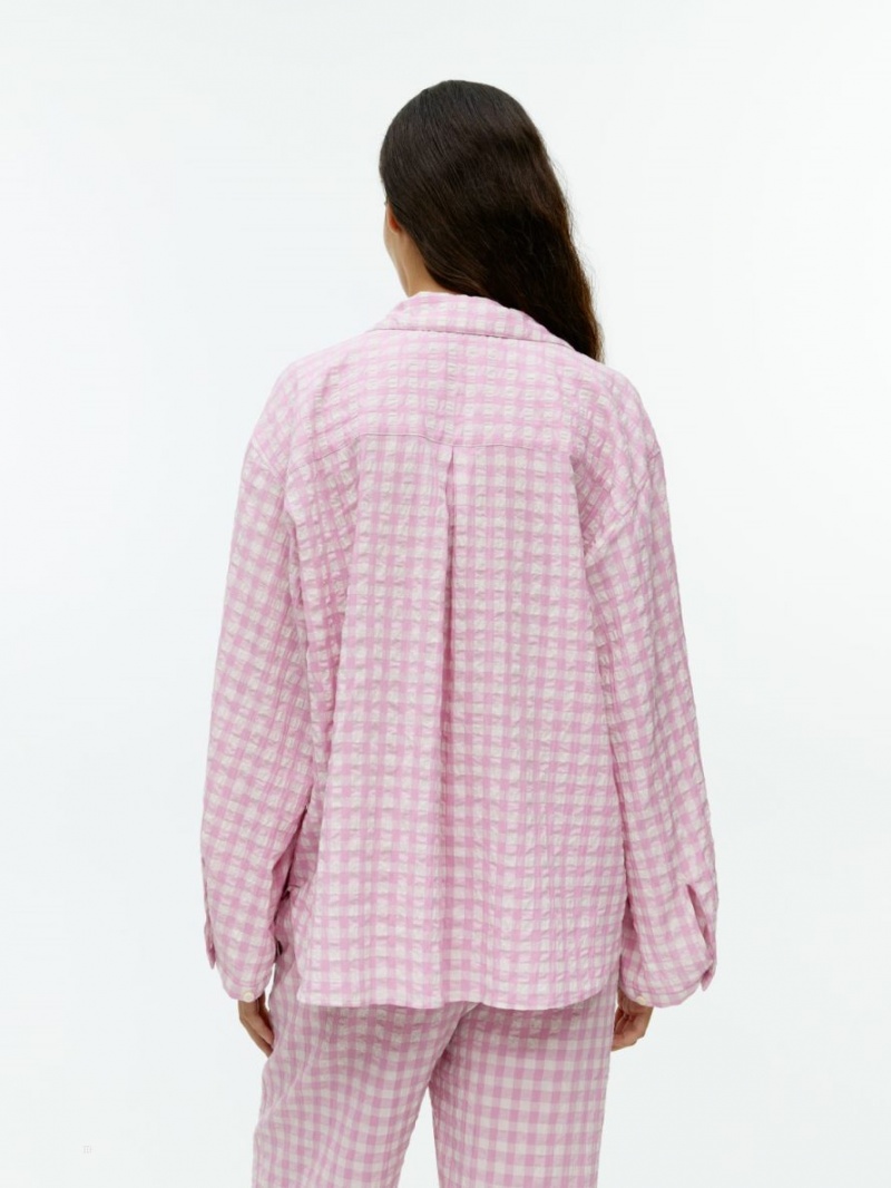 Camasa Arket Seersucker Pyjama Dama Roz Albi | Romania-CBUK45913