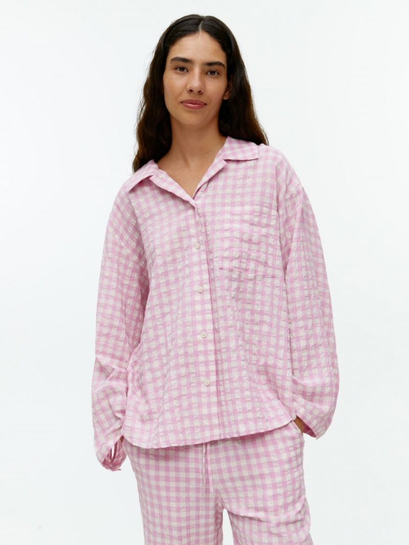 Camasa Arket Seersucker Pyjama Dama Roz Albi | Romania-CBUK45913