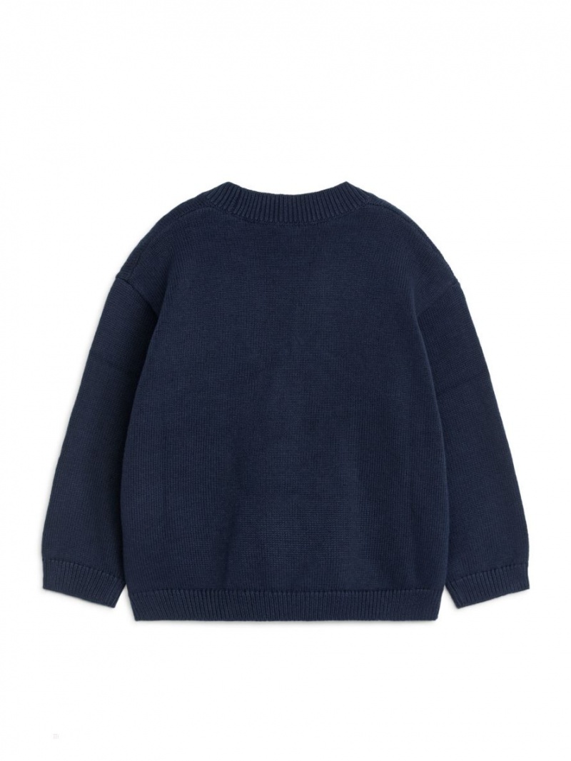 Cardigan Arket Bumbac Baieti Albastri Inchis | Romania-UMLC75296