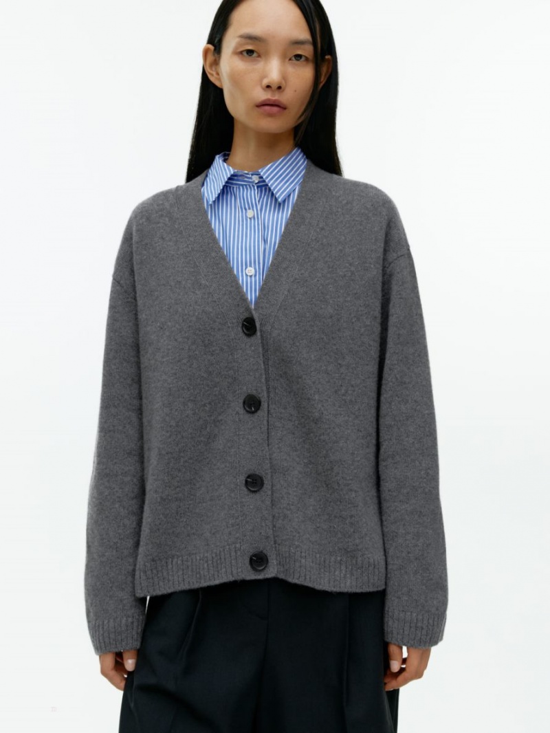 Cardigan Arket Cashmere Dama Gri Inchis | Romania-AVYB21683
