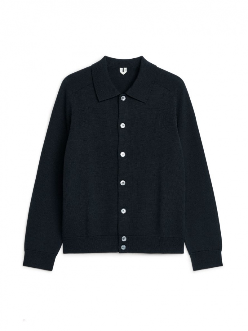 Cardigan Arket Lână Barbati Negrii | Romania-VFZO96251