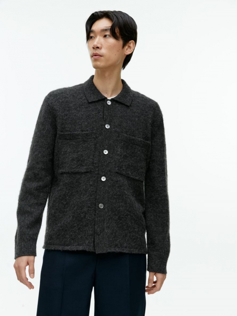 Cardigan Arket Lână Shirt Barbati Gri Inchis | Romania-KNFS61350