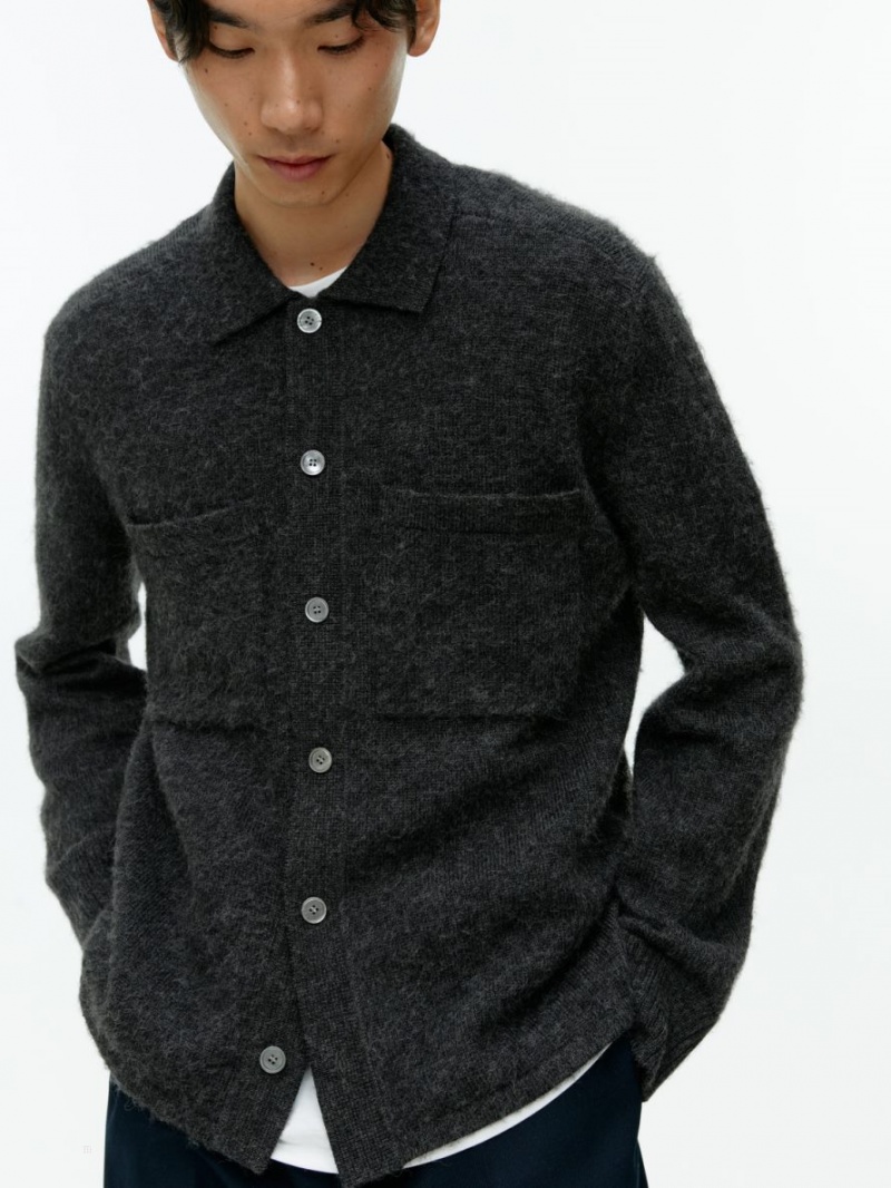 Cardigan Arket Lână Shirt Barbati Gri Inchis | Romania-KNFS61350