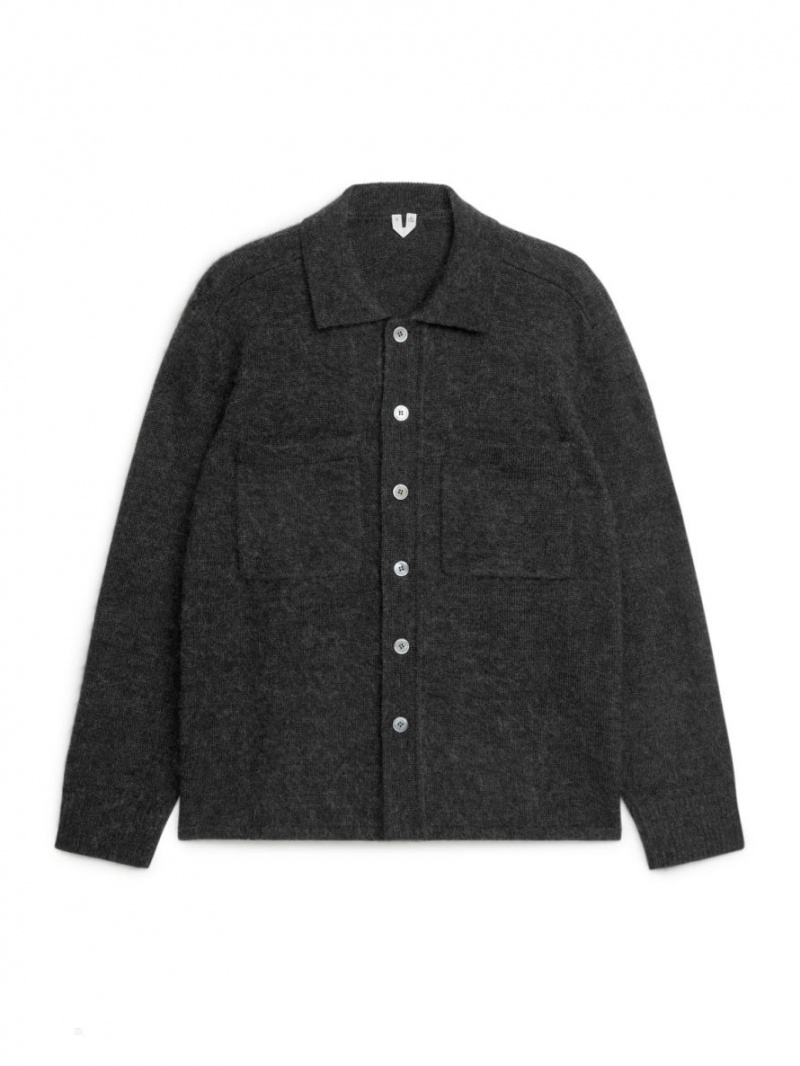 Cardigan Arket Lână Shirt Barbati Gri Inchis | Romania-KNFS61350