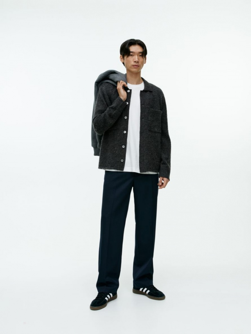 Cardigan Arket Lână Shirt Barbati Gri Inchis | Romania-KNFS61350