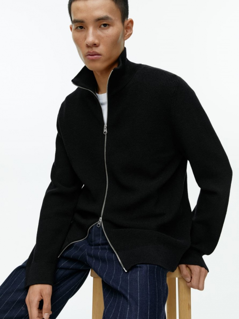 Cardigan Arket Lână Zip Barbati Negrii | Romania-EUQT63794