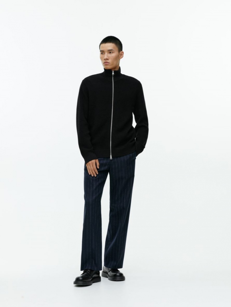 Cardigan Arket Lână Zip Barbati Negrii | Romania-EUQT63794