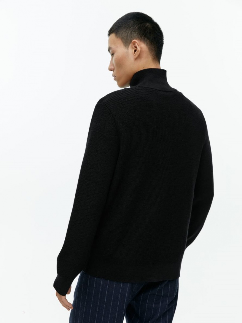 Cardigan Arket Lână Zip Barbati Negrii | Romania-EUQT63794