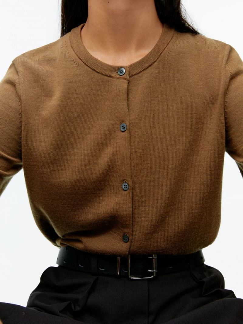 Cardigan Arket Merino Dama Bej Inchis | Romania-ACHL10836