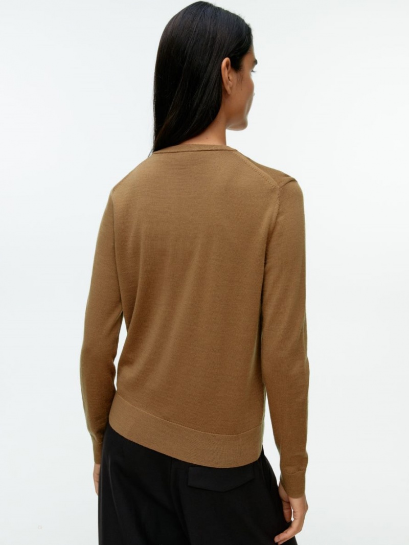 Cardigan Arket Merino Dama Bej Inchis | Romania-ACHL10836