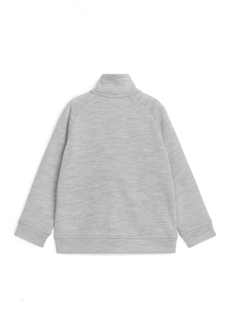 Cardigan Arket Merino Zip Baieti Gri | Romania-ZMWE38692