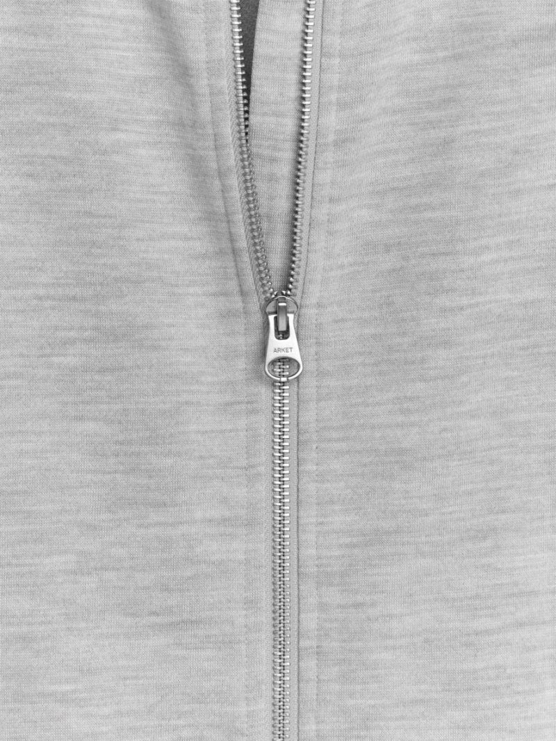 Cardigan Arket Merino Zip Baieti Gri | Romania-ZMWE38692