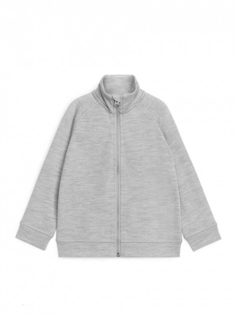 Cardigan Arket Merino Zip Baieti Gri | Romania-ZMWE38692