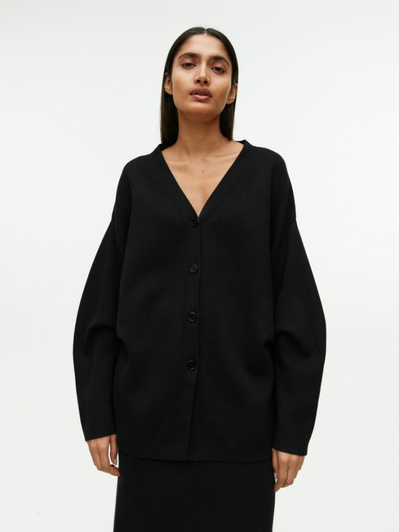 Cardigan Arket Pleat-Detail Dama Negrii | Romania-ZWNL35207