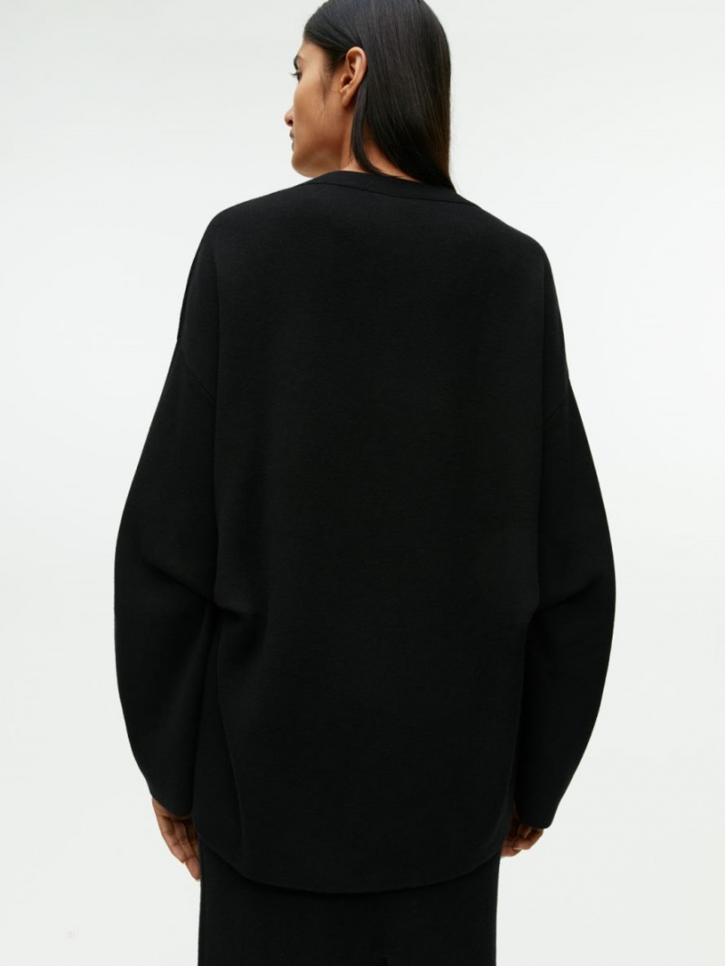 Cardigan Arket Pleat-Detail Dama Negrii | Romania-ZWNL35207