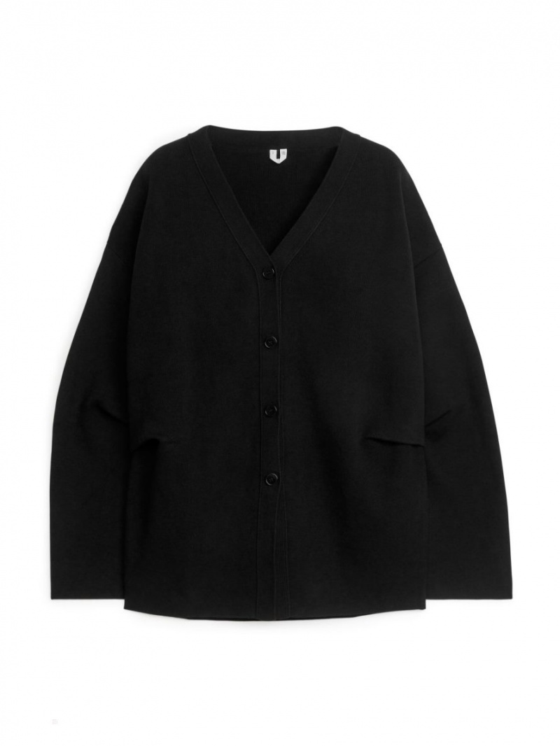 Cardigan Arket Pleat-Detail Dama Negrii | Romania-ZWNL35207