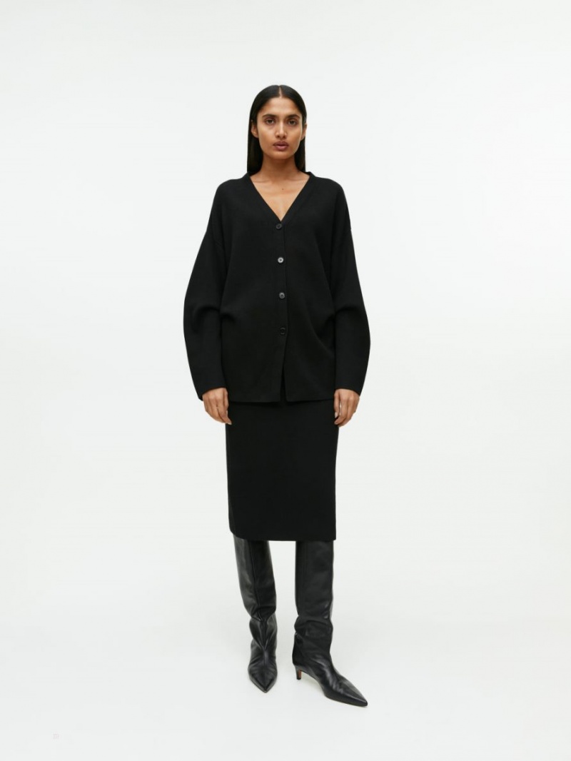 Cardigan Arket Pleat-Detail Dama Negrii | Romania-ZWNL35207