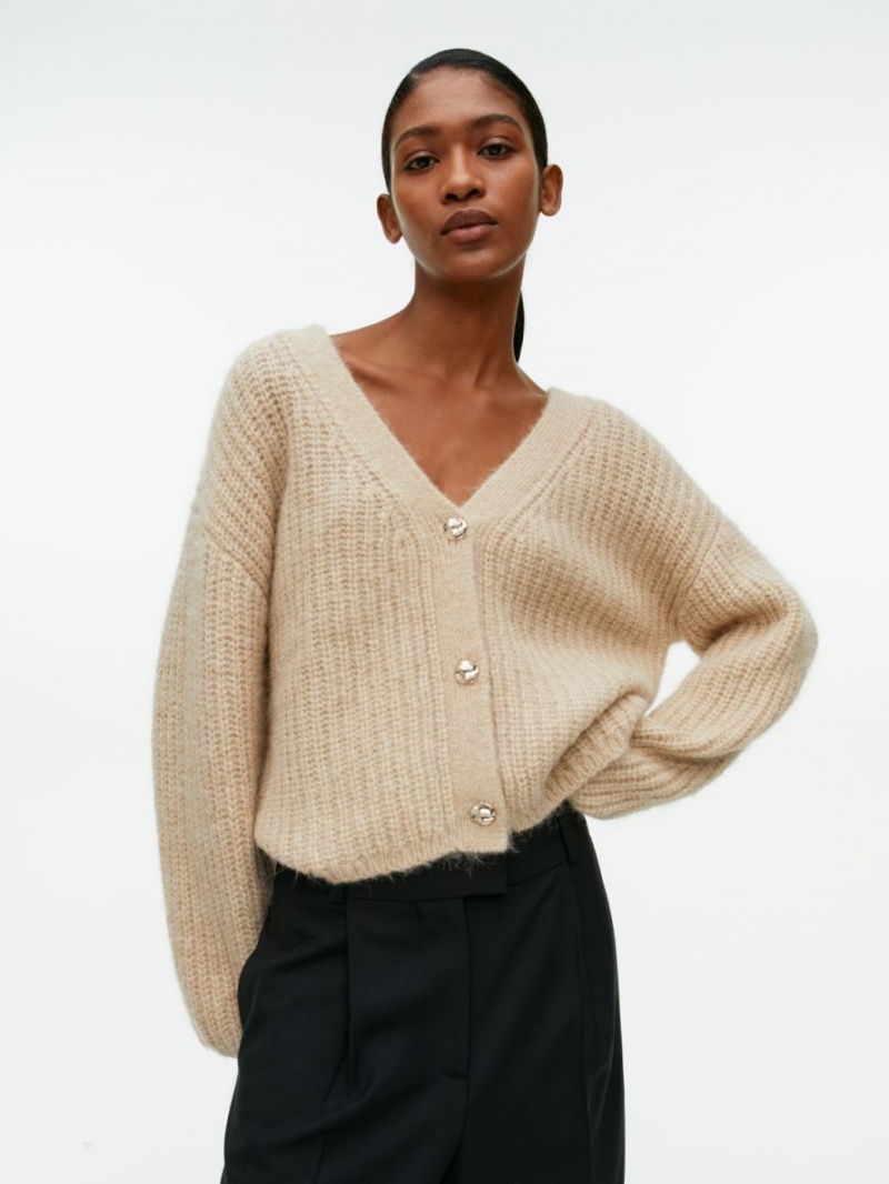 Cardigan Arket Relaxed Alpaca-Lână Dama Bej | Romania-HYCP89370