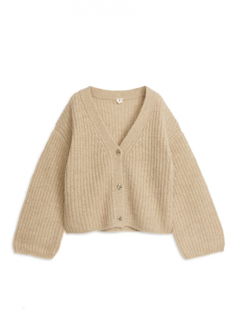 Cardigan Arket Relaxed Alpaca-Lână Dama Bej | Romania-HYCP89370