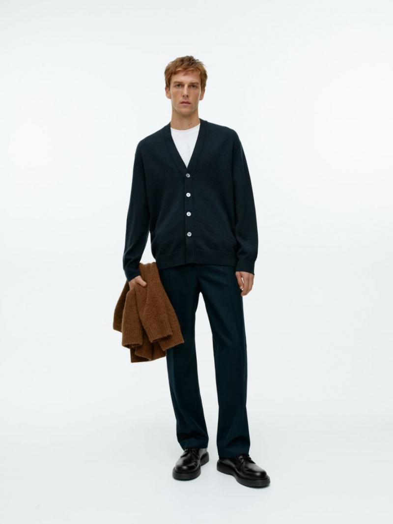 Cardigan Arket V-Neck Lână Barbati Negrii | Romania-BVSX78016